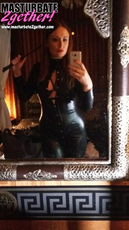 Sonia the domme - dressed in black leather complete with a whip to whip your pathetic excuse for a dick.